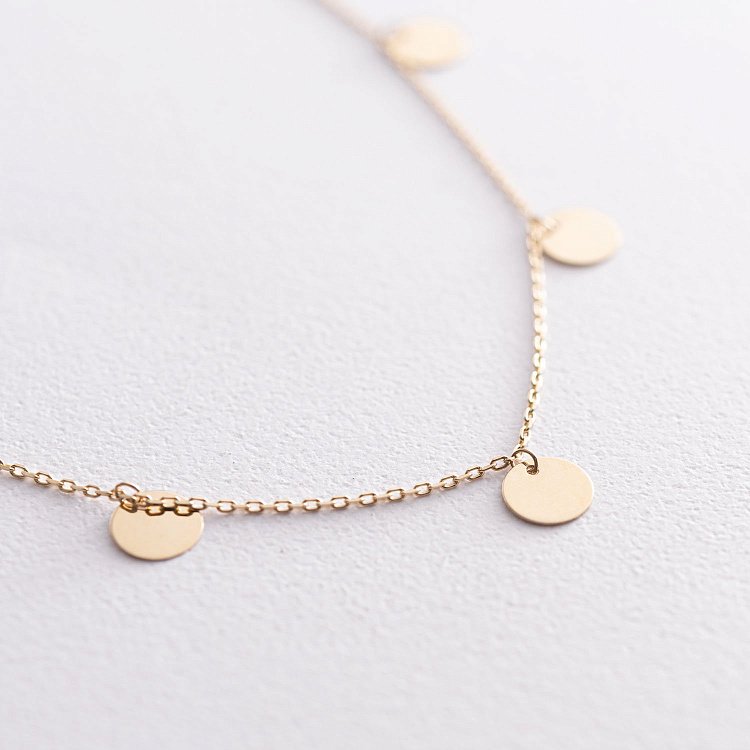 Золотое колье с монетками (5 шт) кол01432 от ювелирного магазина Оникс - 7