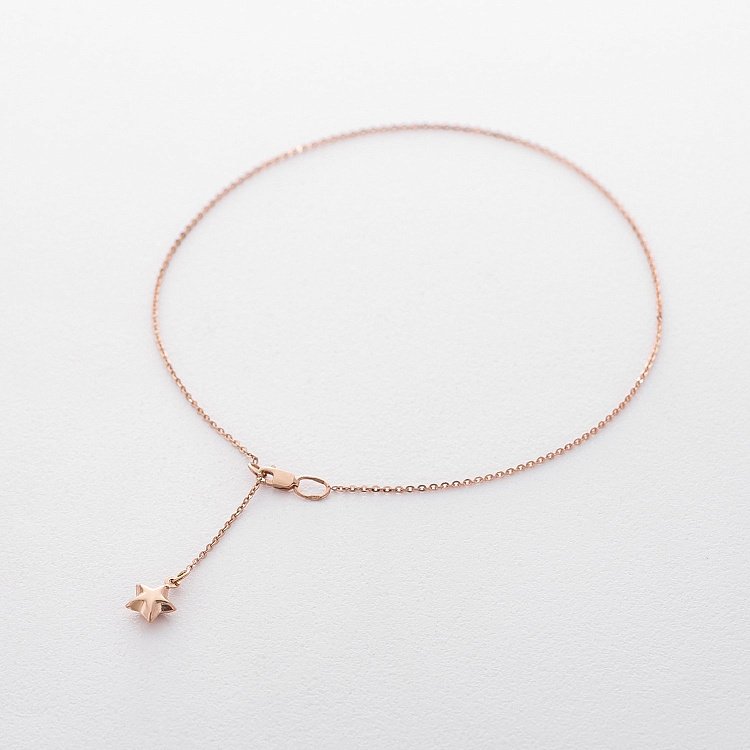 Золотой браслет на ногу "Звезда" б03605 от ювелирного магазина Оникс - 2