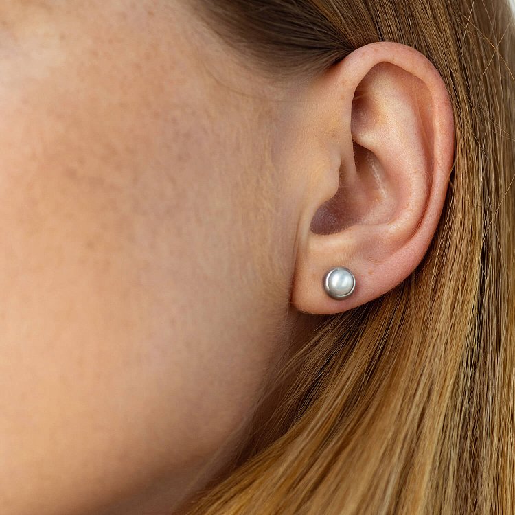 Серьги - пусеты с жемчугом (серебро) 7070 от ювелирного магазина Оникс - 3