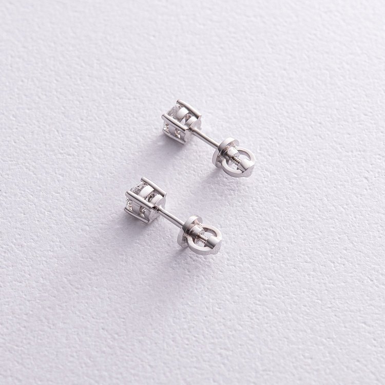 Золотые серьги - пусеты с бриллиантами 331431121 от ювелирного магазина Оникс - 4