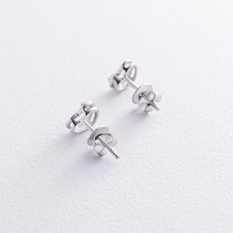 Золоті сережки - пусети "Сердечка" з діамантами сб0474z від ювелірного магазину Онікс - 2