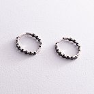 Серебряные серьги - кольца с черными фианитами 087610 от ювелирного магазина Оникс - 2