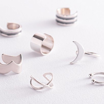 Серебряная серьга - каффа 123017 №2