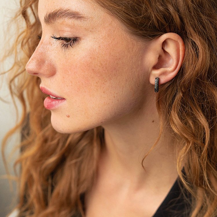 Золотые серьги с черными бриллиантами сб0426gl от ювелирного магазина Оникс - 3