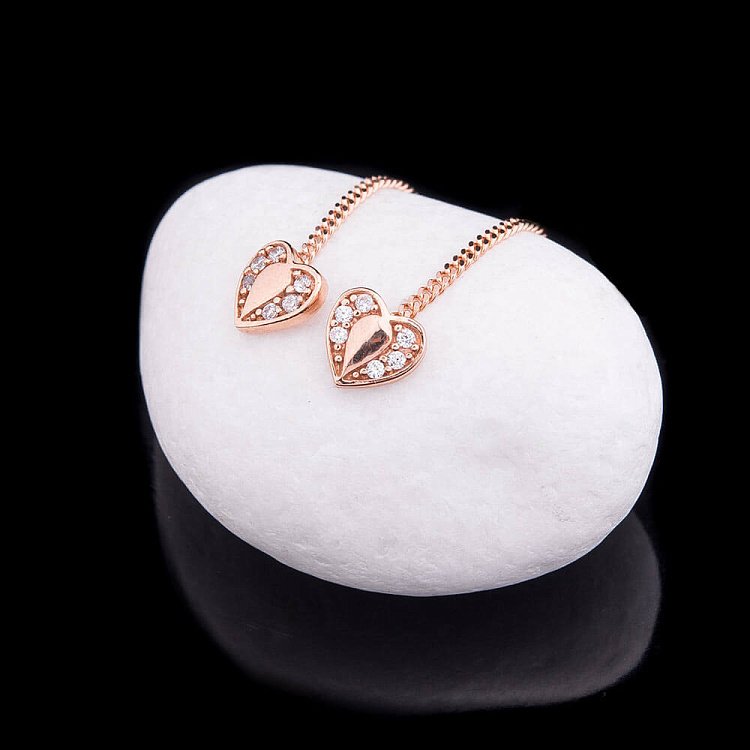 Золоті сережки "Серця" з фіанітами с02934 від ювелірного магазину Онікс - 2