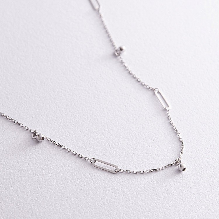 Кольє з кульками у білому золоті кол02385 від ювелірного магазину Онікс - 6