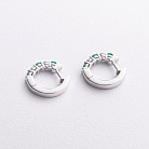 Серьги - кольца в белом золоте (бриллианты, изумруды) сб0729ri от ювелирного магазина Оникс - 1