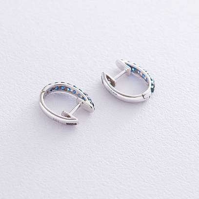 Золотые серьги (синий сапфир) сб0253sth №3