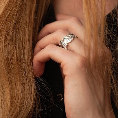 Серебряное кольцо "Перышко" 111714 №5
