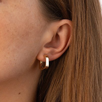 Сережки - кільця "Nora" у жовтому золоті с08945 №5