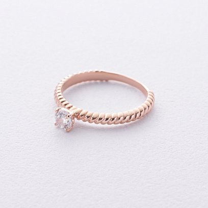 Заручальна золота каблучка з фіанітом к08194 №3