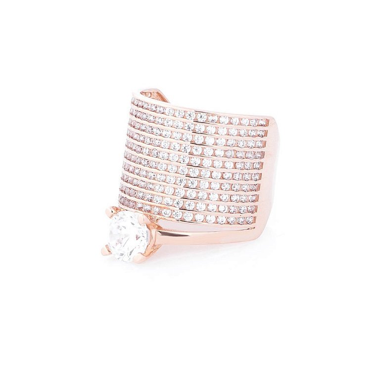 Золотое кольцо с фианитами к05311 от ювелирного магазина Оникс