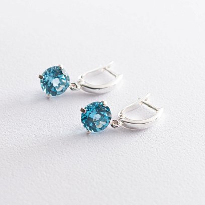Серебряные серьги "Влечение" (шт. топаз) 122857