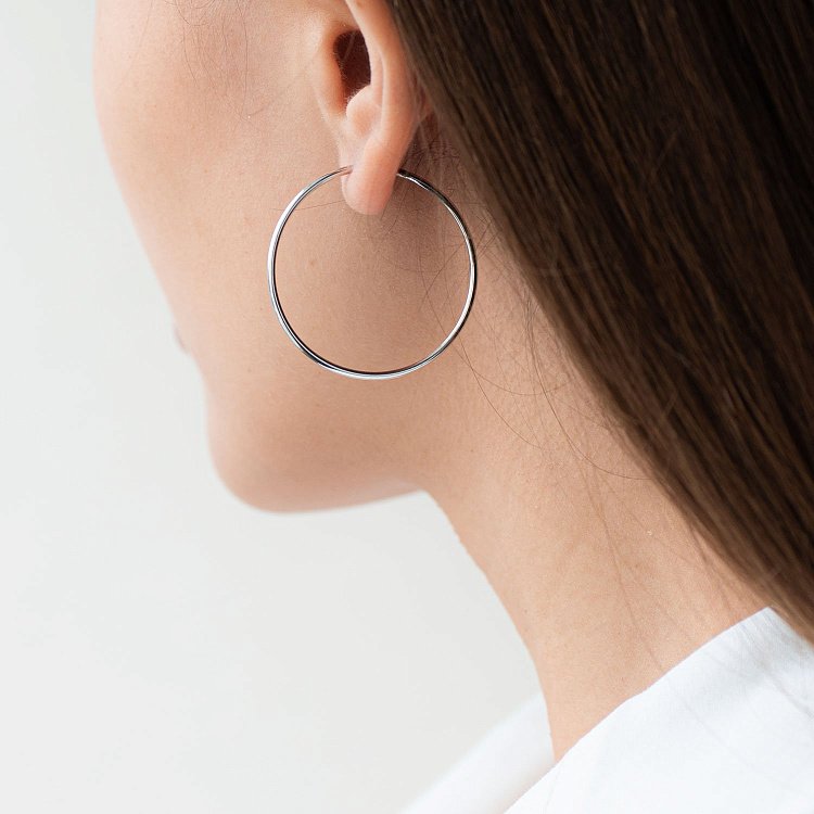 ﻿Сережки - кільця в сріблі (3.5 см) 122885 від ювелірного магазину Онікс - 2