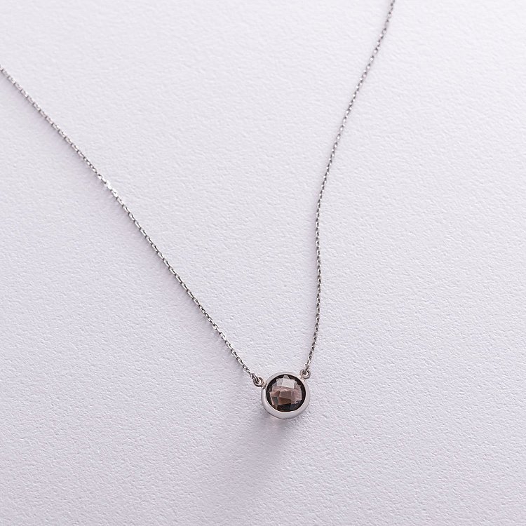 Серебряное колье с дымчатым топазом 18846 от ювелирного магазина Оникс
