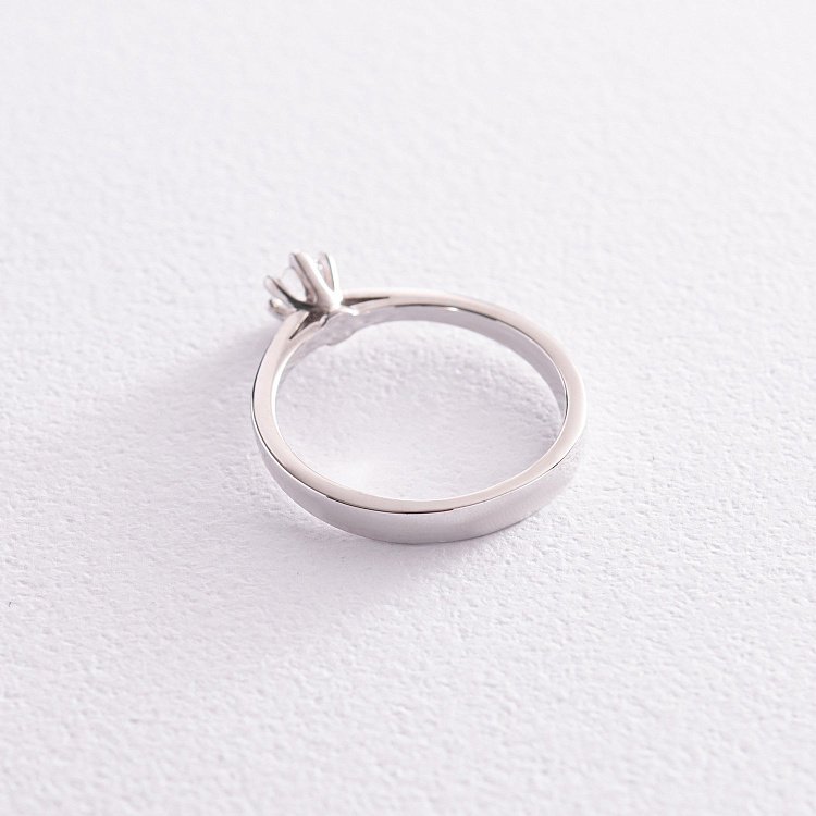 Заручальна каблучка з фіанітом (біле золото) к07174 від ювелірного магазину Онікс - 4