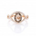 Золотое кольцо (дымчатый кварц, фианиты) к02371 от ювелирного магазина Оникс - 3