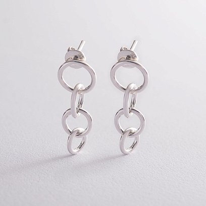 Срібні сережки-пусети "Рішучість" 122592 №3