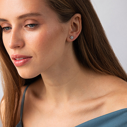 Золотые серьги - пусеты с бриллиантами 344881121 №4