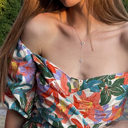 Золоте кольє "Сердечка" з фіанітами кол02005 №2