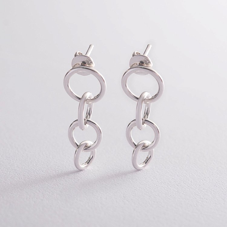 Срібні сережки-пусети "Рішучість" 122592 від ювелірного магазину Онікс - 2