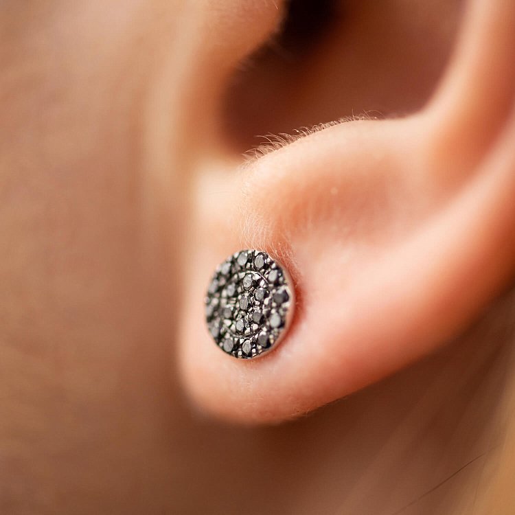 Золоті сережки - пусети з чорними діамантами 333331122 від ювелірного магазину Онікс - 1