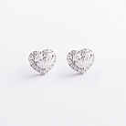 олотые серьги - пусеты "Сердечки" с бриллиантами сб0651nl от ювелирного магазина Оникс