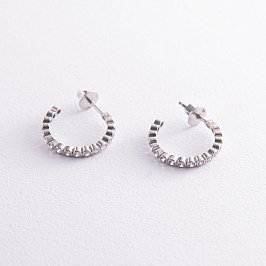 Серьги - пусеты с фианитами в серебре 4911