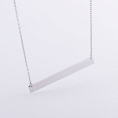 Колье с пластиной для гравировки (белое золото) кол02478