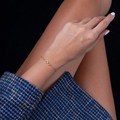 Браслет "Нескінченність" в жовтому золоті (фіаніт) б04862 №2