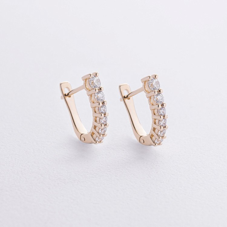 Серьги "Erika" с фианитами (желтое золото) с09065 от ювелирного магазина Оникс