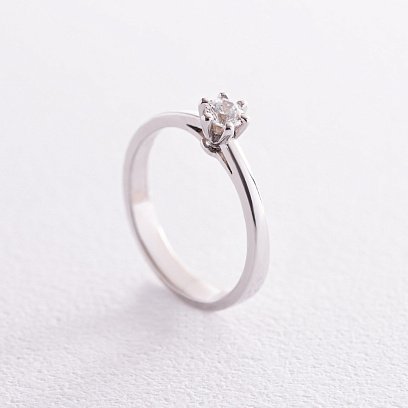 Помолвочное кольцо с фианитом (белое золото) к07174