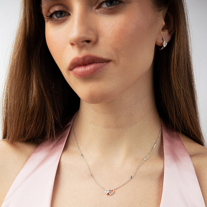 Сережки "Сердечки" у білому золоті (діаманти) сб0697va №6