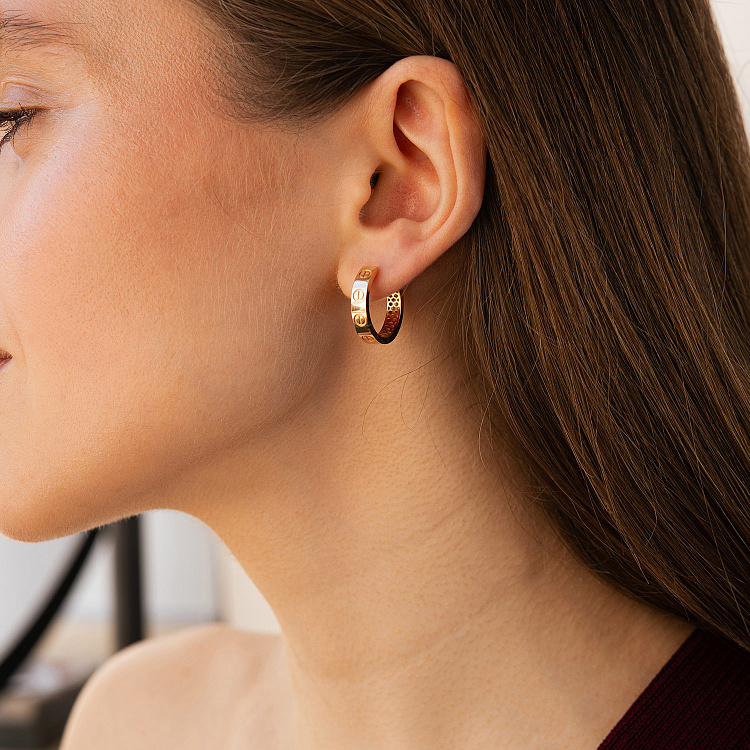 Серьги - кольца "Love" в красном золоте с09344 от ювелирного магазина Оникс - 3