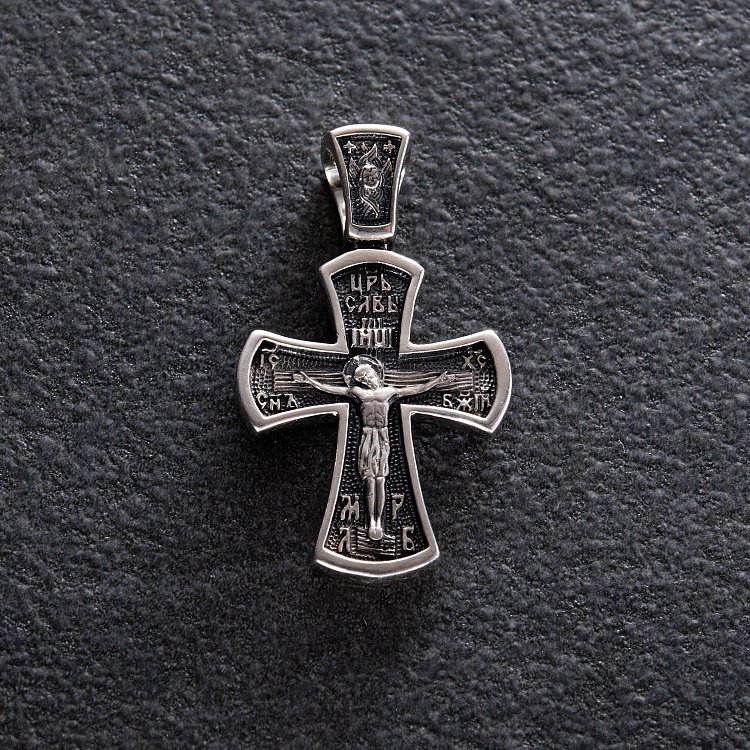 Серебряный крест (чернение) 132568 - 2 Серебряный крест (чернение) 132568 от ювелирного магазина Оникс - 2