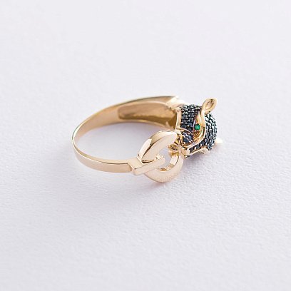 Золота каблучка "Пантера" з фіанітами к04931 №3