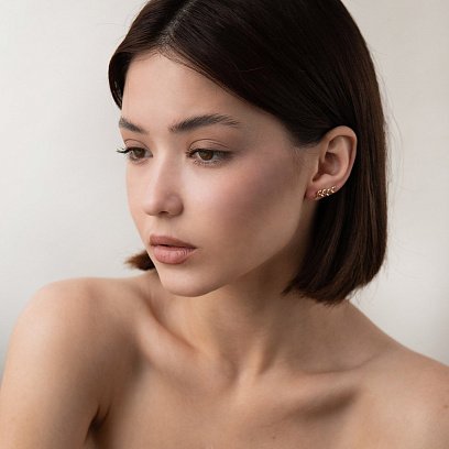 Серьги - клаймберы "Веточки" в красном золоте с07581 №6