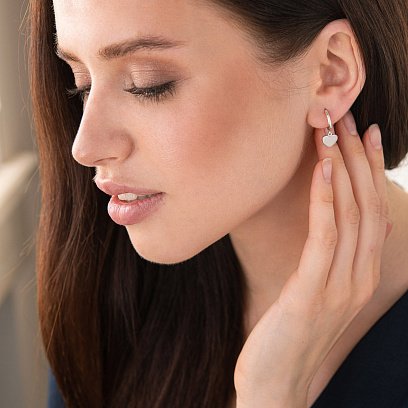 Серебряные серьги - пусеты "Сердечки" 123022 №2