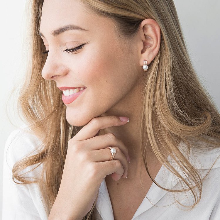 Золотое кольцо (жемчуг и фианиты) к05282 от ювелирного магазина Оникс - 6