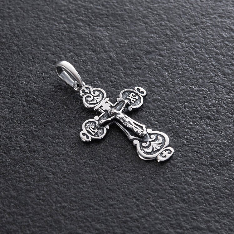 Срібний хрестик з розп'яттям 132663 від ювелірного магазину Онікс - 1