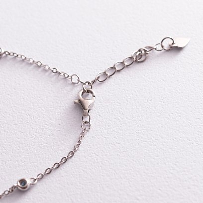 Срібне кольє з блакитними фіанітами 181156 №5