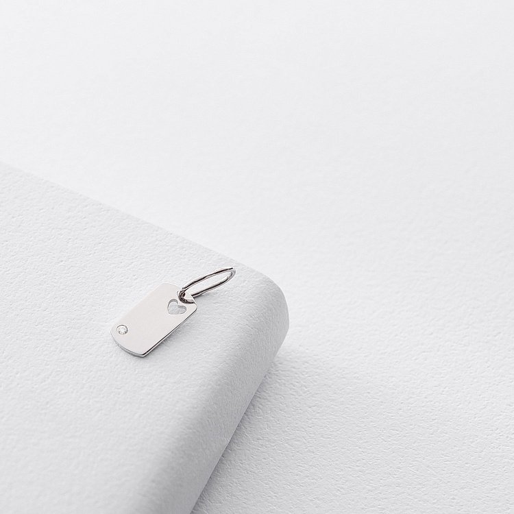 Кулон "Сердечко" для гравировки (белое золото) п03268 от ювелирного магазина Оникс