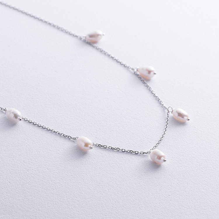 Срібне кольє з перлами 908-01430 від ювелірного магазину Онікс - 3