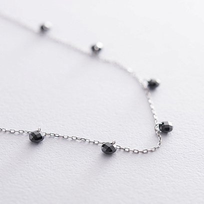 Серебряное колье с черными камнями 18873 №4