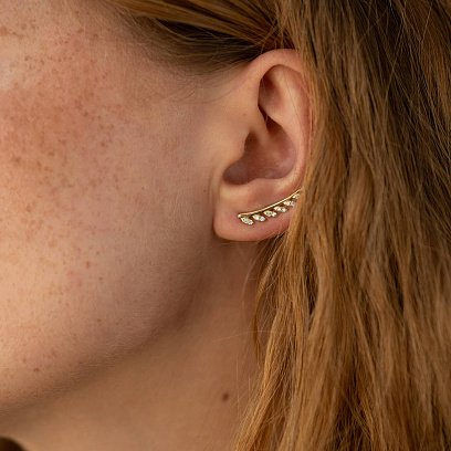 Золоті сережки - клаймбери з фіанітами с05704 №2