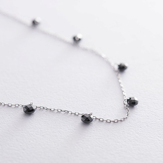 Серебряное колье с черными камнями 18873 №4