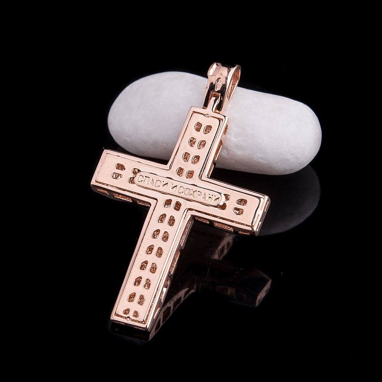 Золотий хрестик з фіанітами п02189 від ювелірного магазину Онікс - 1