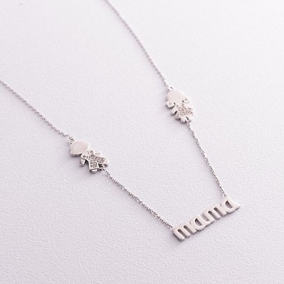 Золотое колье "Мама" (фианиты) кол01005