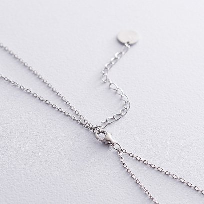 Подвійне срібне кольє "Метелики" з фіанітами 18954 №4