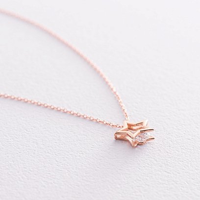 Золоте кольє "Зірочка" з фіанітом кол01900 №4